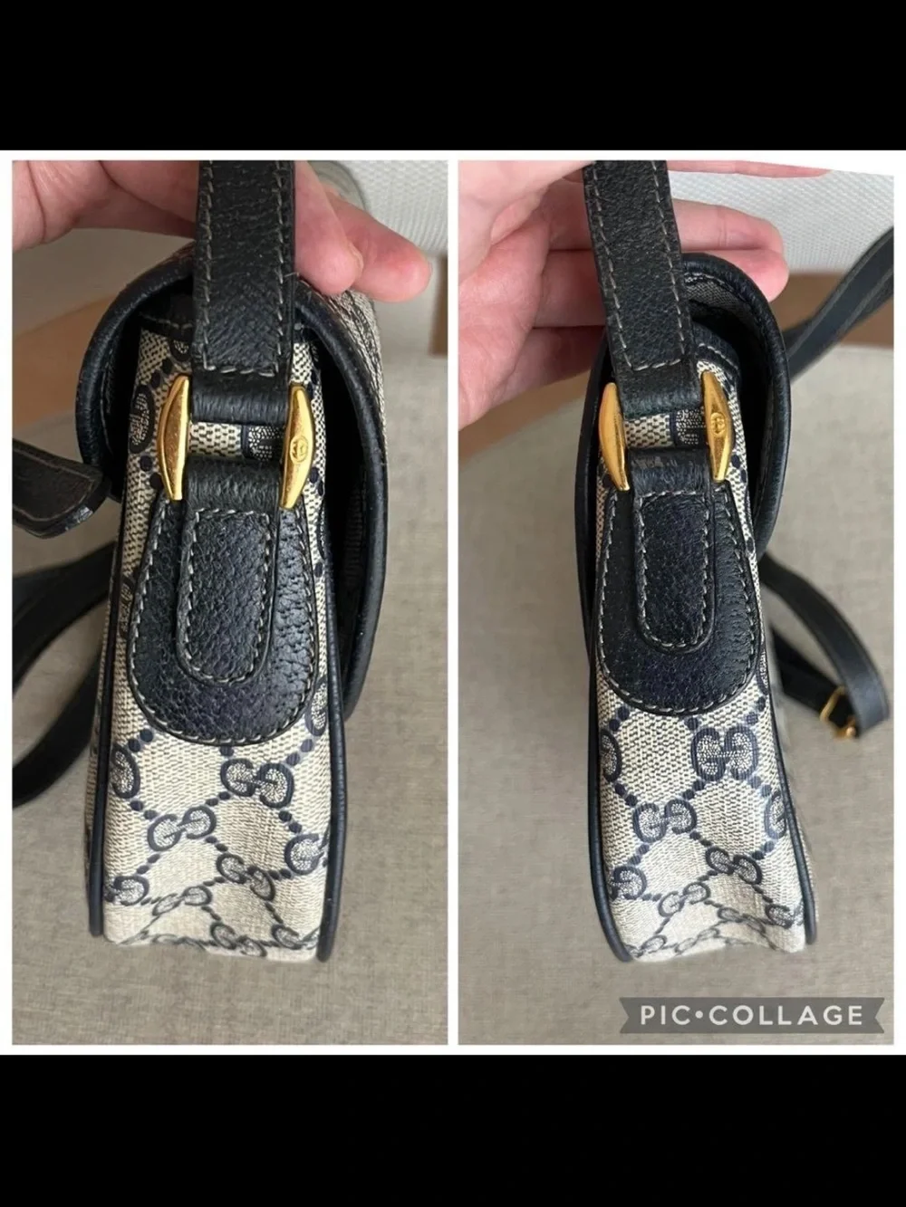 Gucci GG Monogram Crossbody Bag - Navy/White with Gold Hardware